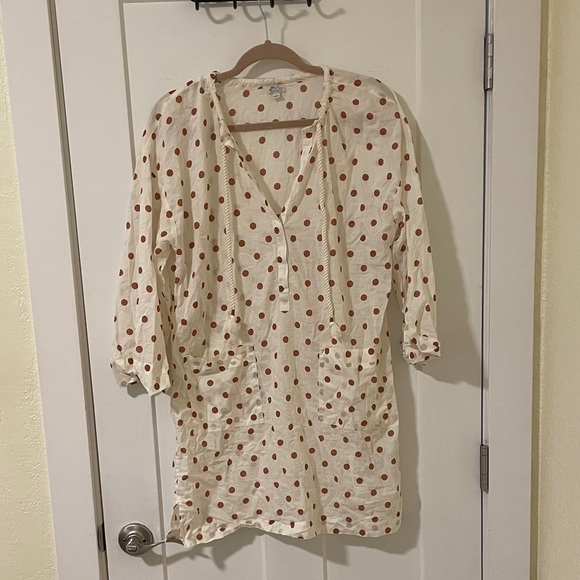 J.Crew Cotton voile V-neck beach tunic in pecan dot - Picture 2 of 6